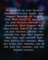 Love someone for reasons or beyond reasons